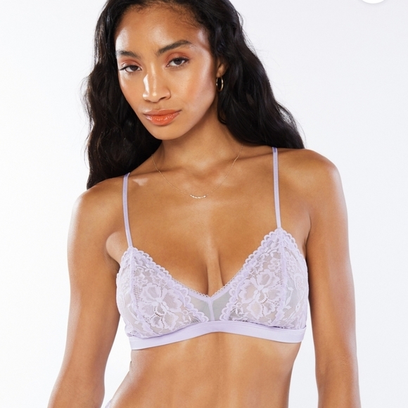 Savage X Fenty Purple Lavender Floral Lace & Mesh Bralette - Picture 10 of 15